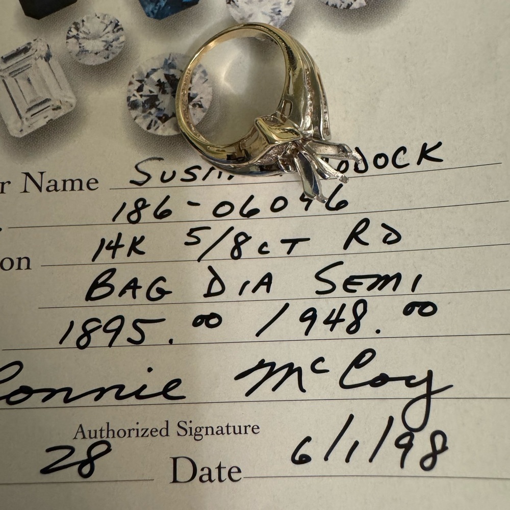 14kt solid yellow gold round/bagette natural diamond mount with platinum setting - Picture 12 of 15